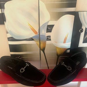 ALFANI SUEDE REMY LOAFERS "BLACK'  11-M